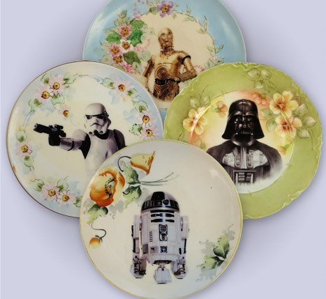 Антикварный сервиз «Star Wars» и другие известные персонажи на посуде Анжелы Росси